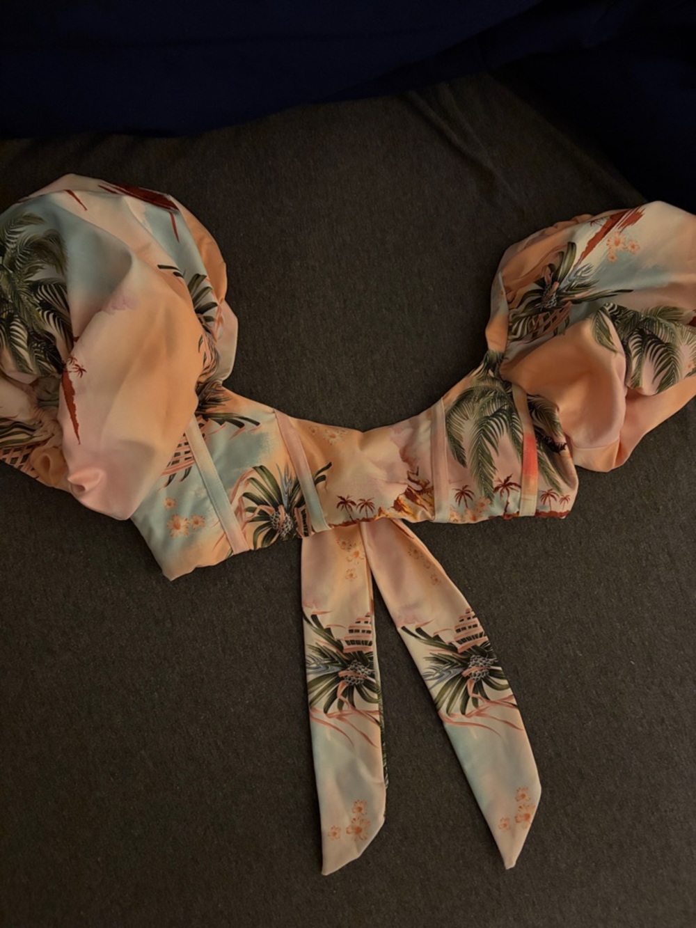 $100 v en m Agua by Agua Bendita puffy sleeve swim top